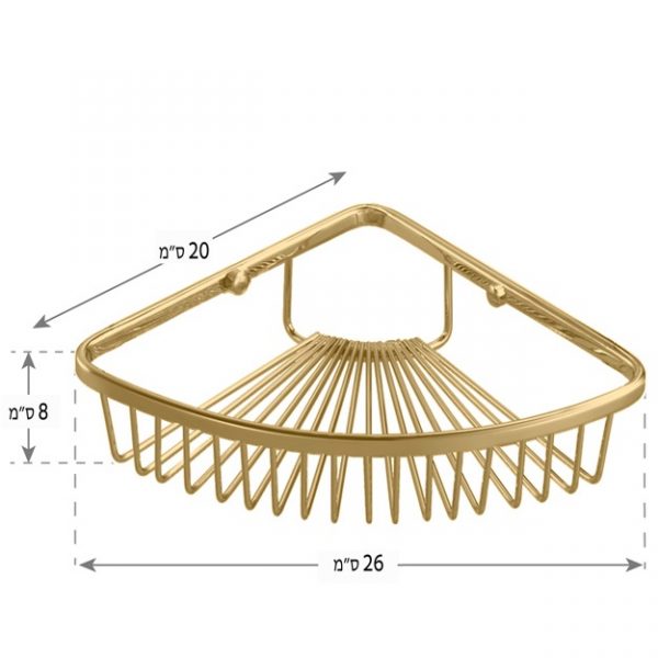 רשת מעוגלת פינתית לקיר מקלחת זהב מבריק R634GL - Image 2