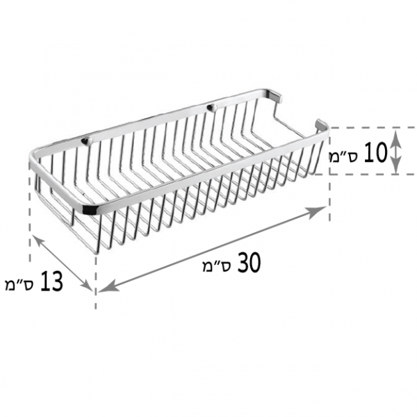 מדף רשת מלבנית  30 ס"מ R684BL שחור מט - Image 2